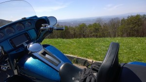 View over Warren's bike on Skyline Drive